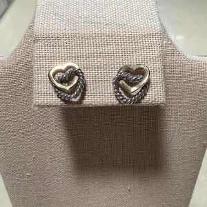 DAVID YURMAN Cable Heart Stud  Earrings in 18k Yellow Gold